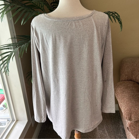 Avenue YourTee plus size cotton stretch gray long sleeve top - Picture 8 of 8